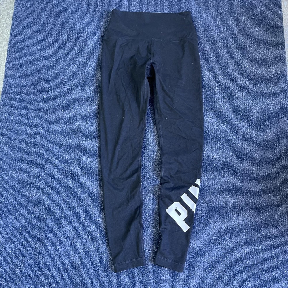 PINK Victoria's‎ Secret Ultimate Leggings Womens Small Black Ankle Yoga Gym Logo
